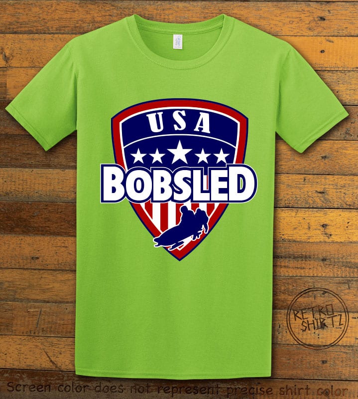 USA Bobsled Graphic T-Shirt - lime shirt design