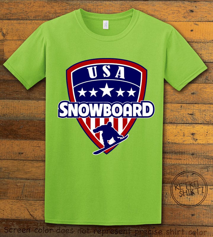 USA Snowboard Team Graphic T-Shirt - lime shirt design