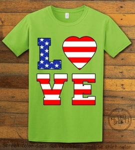 American Flag Love Graphic T-shirt - lime shirt design