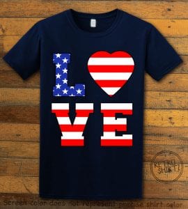 American Flag Love Graphic T-shirt - navy shirt design