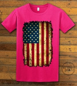 Distressed American Flag Graphic T-Shirt - pink shirt design
