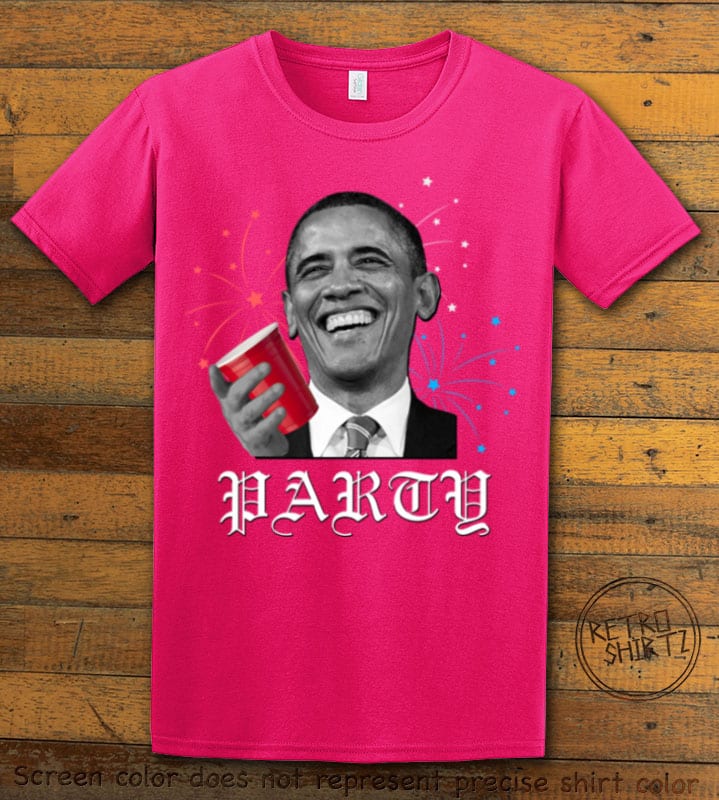 Party Obama Graphic T-Shirt - pink shirt design