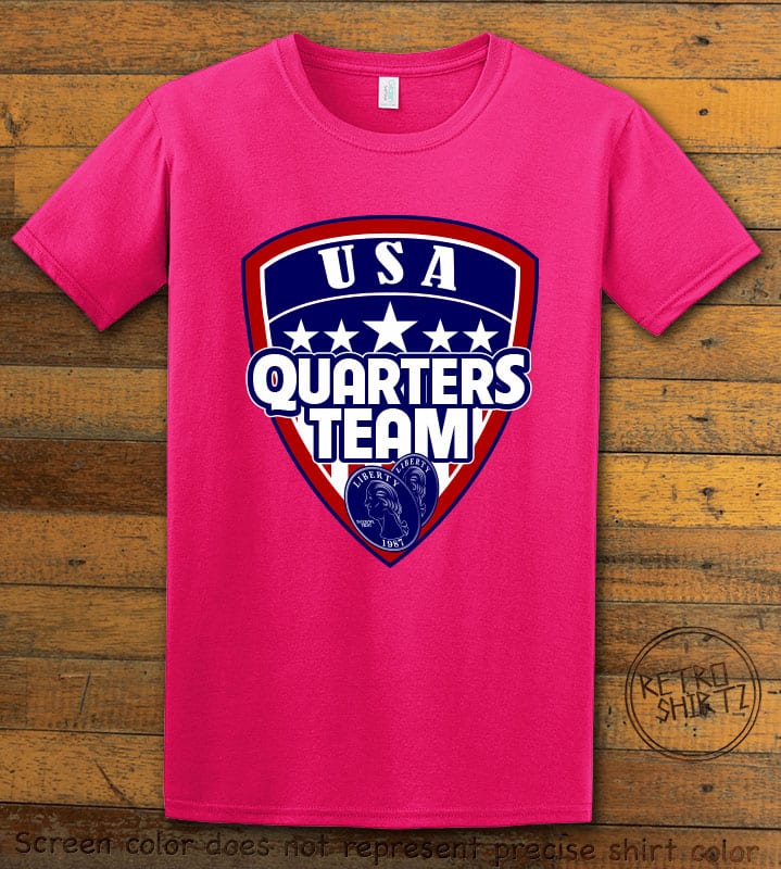 USA Quarters Team Graphic T-Shirt - pink shirt design