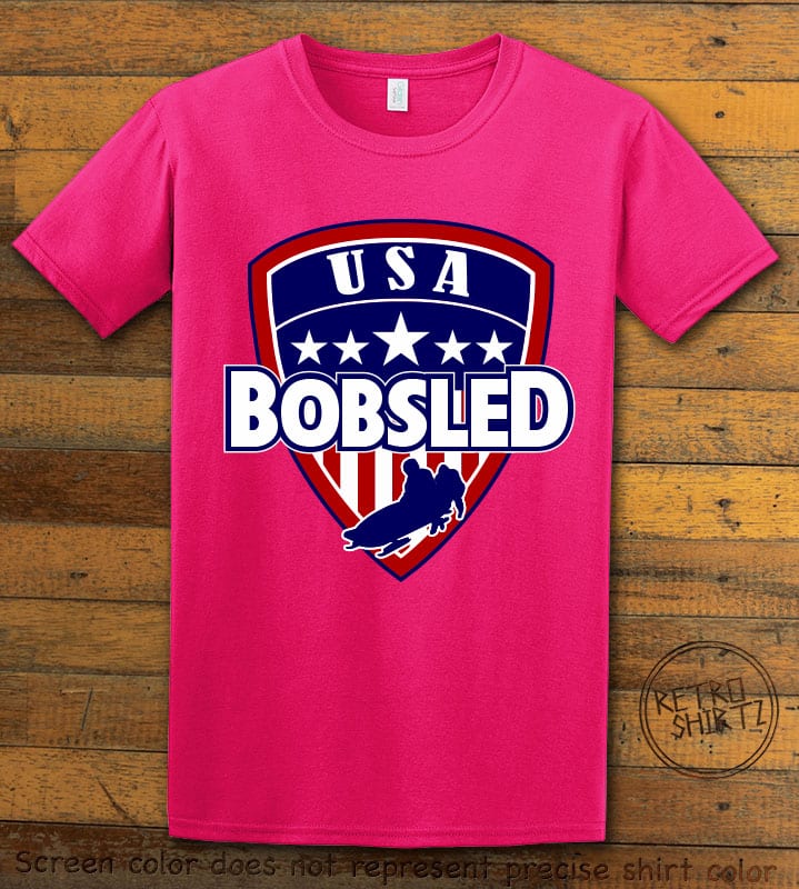 USA Bobsled Graphic T-Shirt - pink shirt design