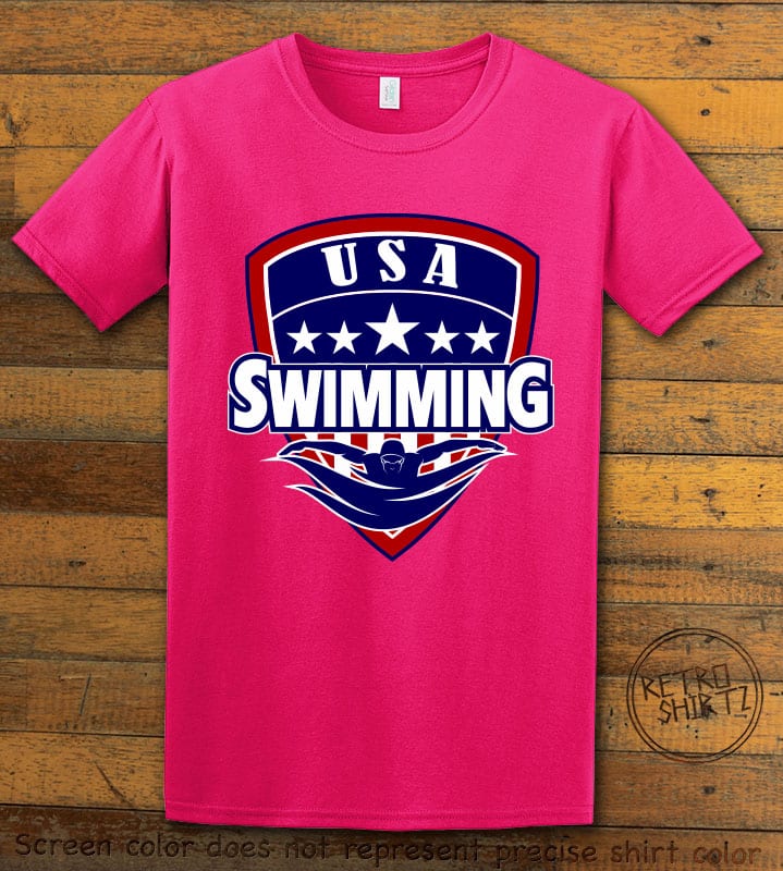 USA Swimming Team Graphic T-Shirt - pink shirt design