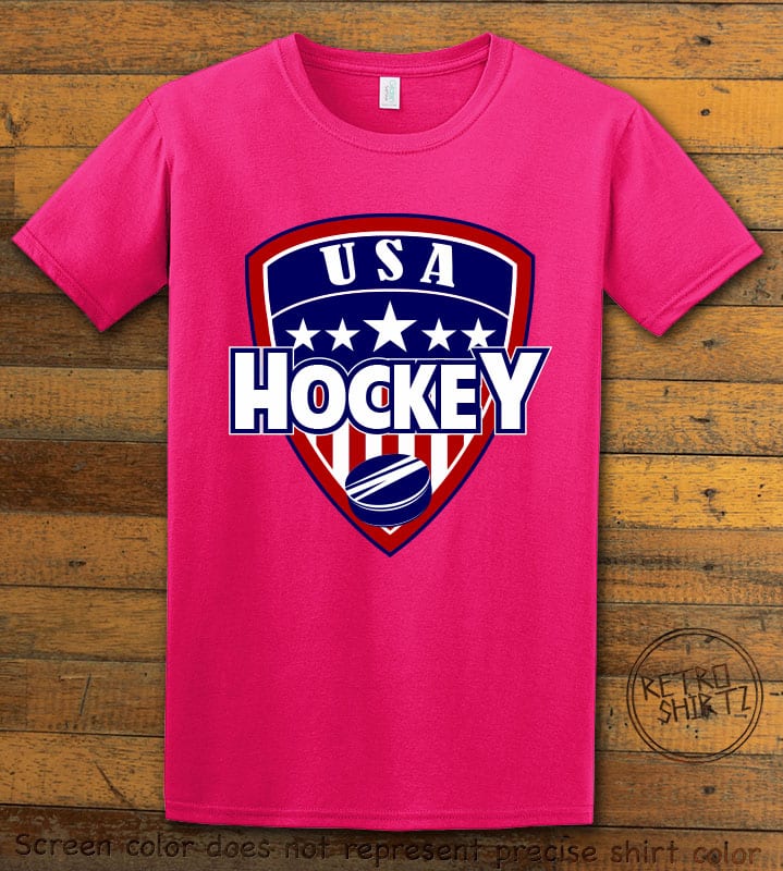 USA Hockey Team Graphic T-Shirt - pink shirt design