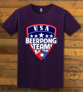 USA Beer Pong Team Graphic T-Shirt - purple shirt design