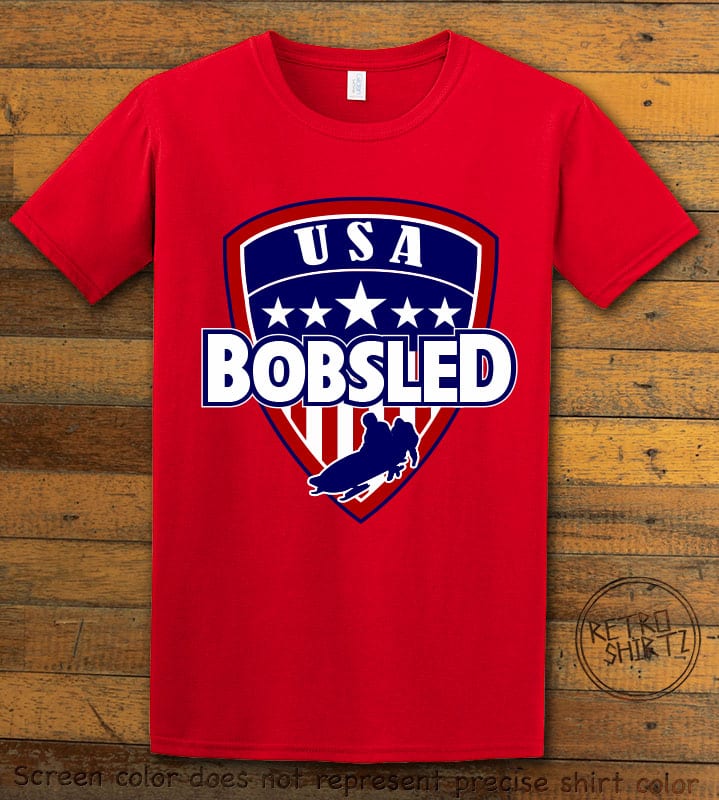 USA Bobsled Graphic T-Shirt - red shirt design