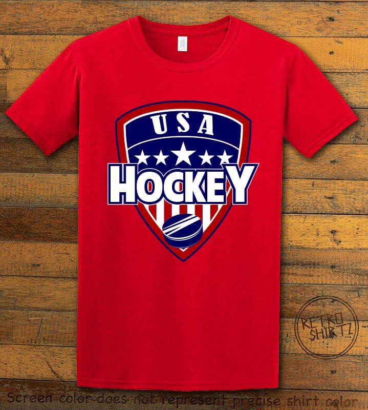 USA Hockey Team Graphic T-Shirt - red shirt design