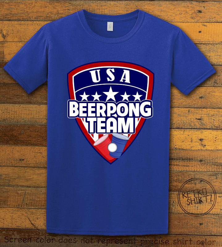 USA Beer Pong Team Graphic T-Shirt - royal shirt design