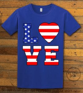 American Flag Love Graphic T-shirt - royal shirt design