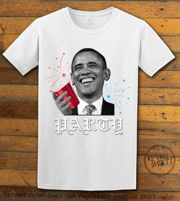 Party Obama Graphic T-Shirt - white shirt design