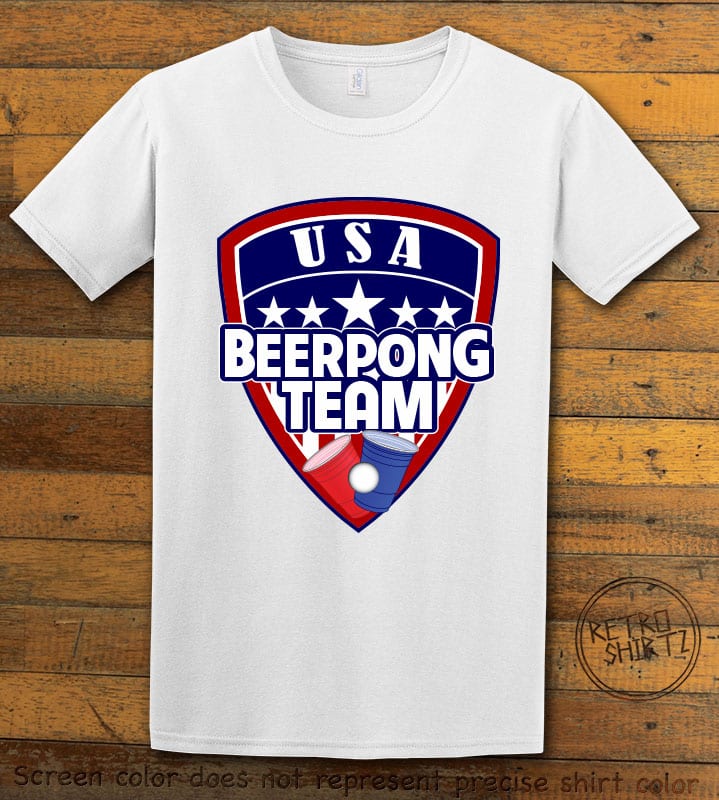 USA Beer Pong Team Graphic T-Shirt - white shirt design