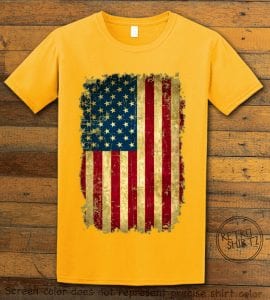 Distressed American Flag Graphic T-Shirt - yellow shirt design