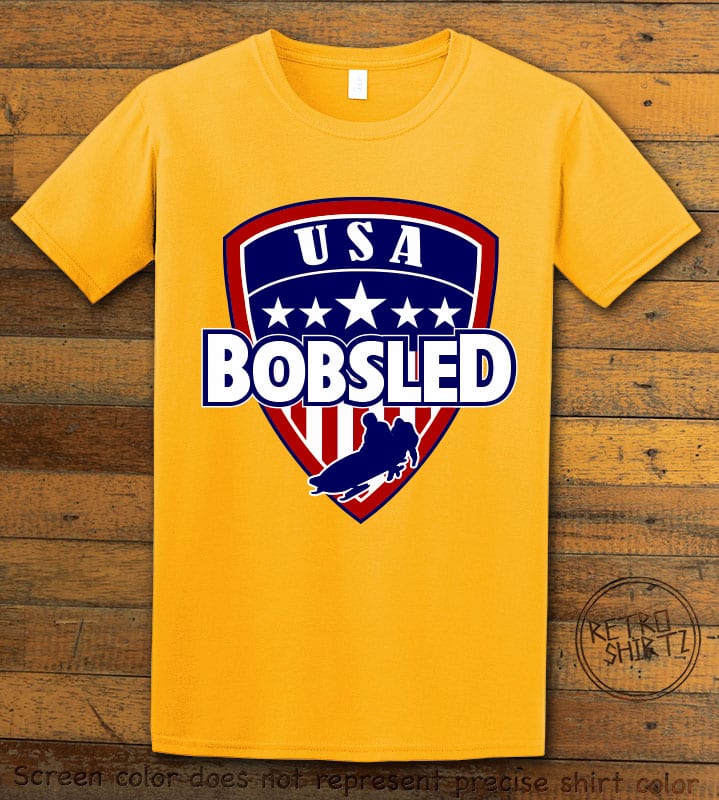 USA Bobsled Graphic T-Shirt - yellow shirt design