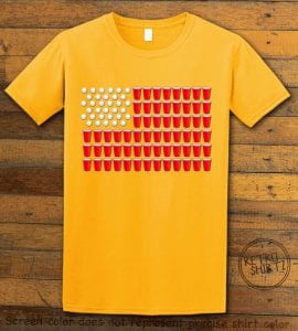 Beer Pong Flag Graphic T-Shirt - yellow shirt design