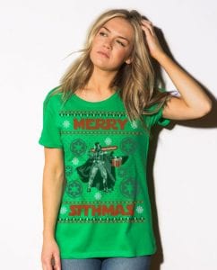 Merry Sithmas Graphic T-Shirt - green shirt design on a model