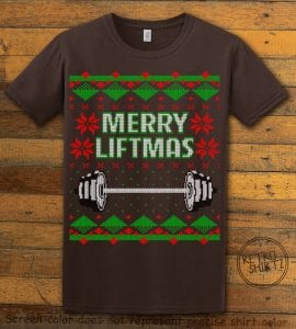 Merry Liftmas Graphic T-Shirt - brown shirt design