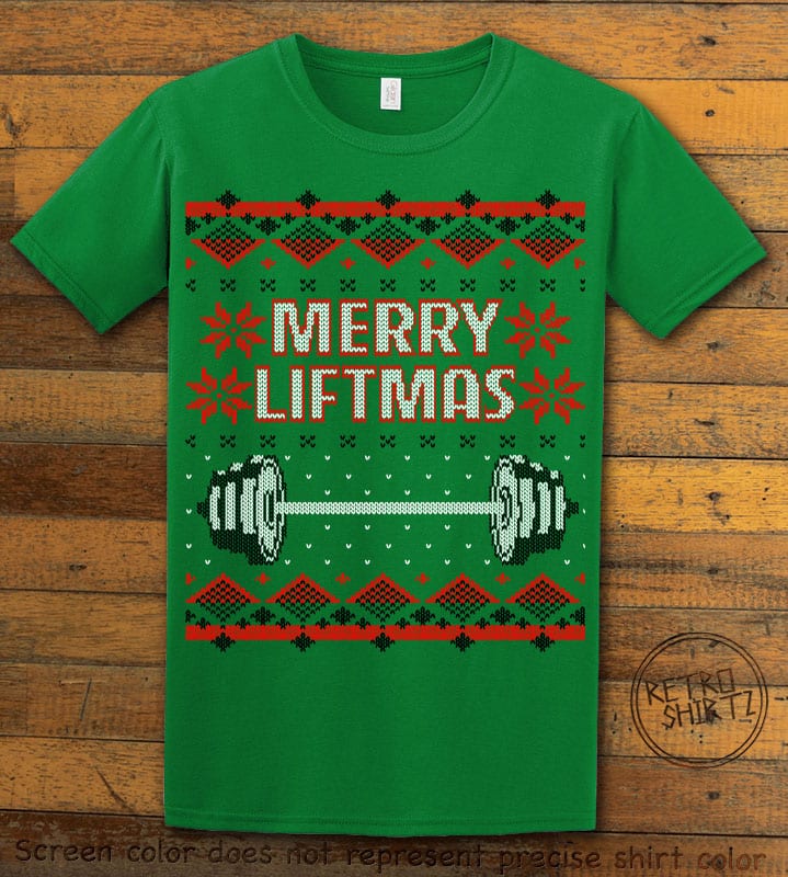 Merry Liftmas Graphic T-Shirt - green shirt design