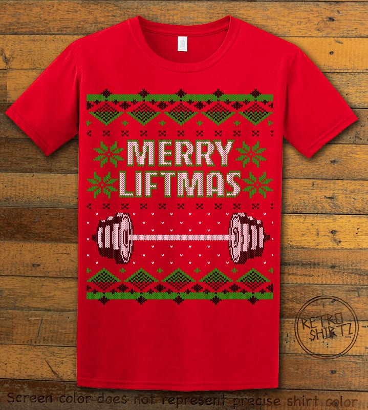 Merry Liftmas Graphic T-Shirt - red shirt design