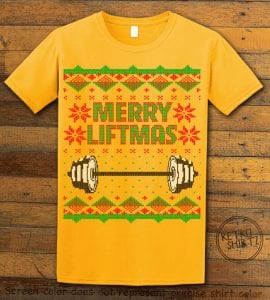 Merry Liftmas Graphic T-Shirt - yellow shirt design