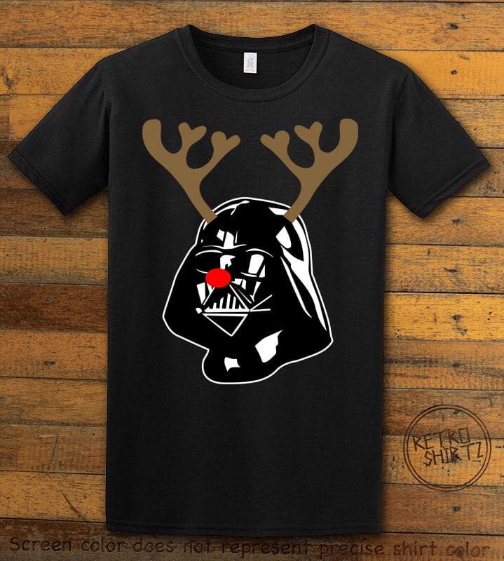 Darth Vader The Red Nosed Reindeer Graphic T-Shirt - black shirt design
