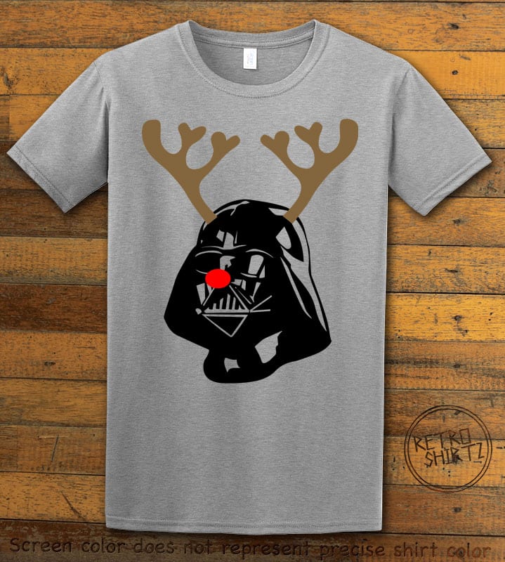 Darth Vader The Red Nosed Reindeer Graphic T-Shirt - grey shirt design
