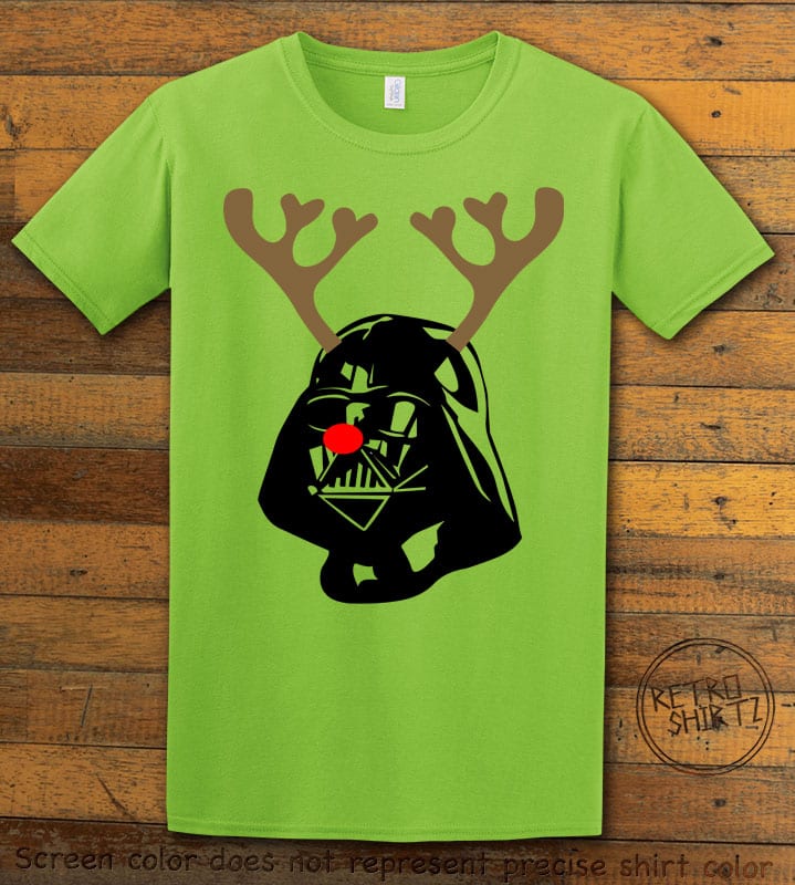 Darth Vader The Red Nosed Reindeer Graphic T-Shirt - lime shirt design