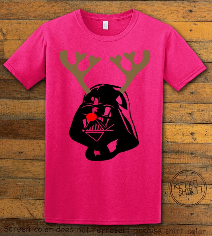 Darth Vader The Red Nosed Reindeer Graphic T-Shirt - pink shirt design