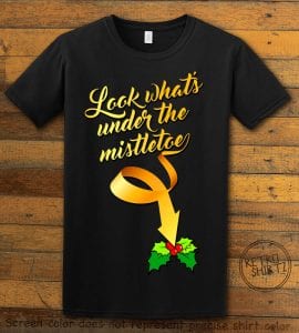 Look What's Under The Mistletoe Graphic T-Shirt - black shirt design
