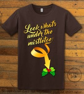 Look What's Under The Mistletoe Graphic T-Shirt - brown shirt design