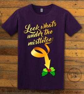 Look What's Under The Mistletoe Graphic T-Shirt - purple shirt design