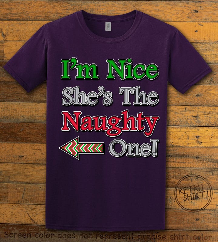 I’m Nice She's The Naughty One! - Graphic T-Shirt - purple shirt design