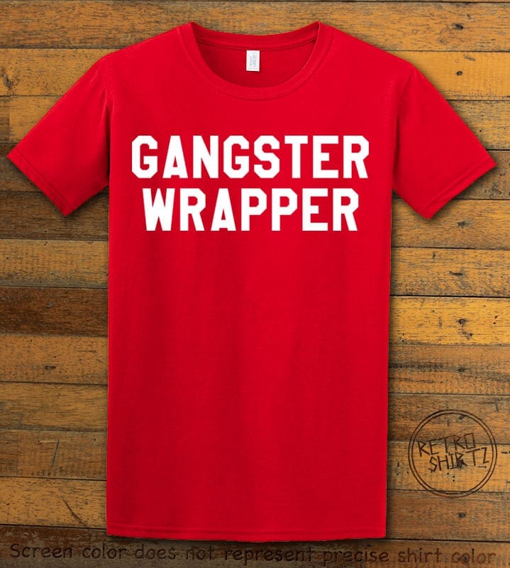 Gangster Wrapper Graphic T-Shirt - red shirt design