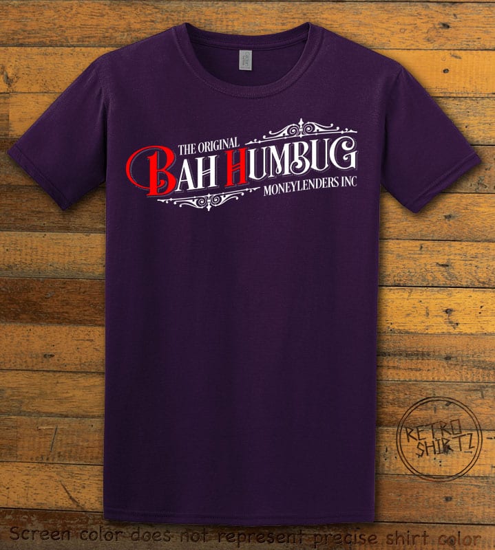 The Original Bah Humbug Moneylenders Inc Graphic T-Shirt - purple shirt design