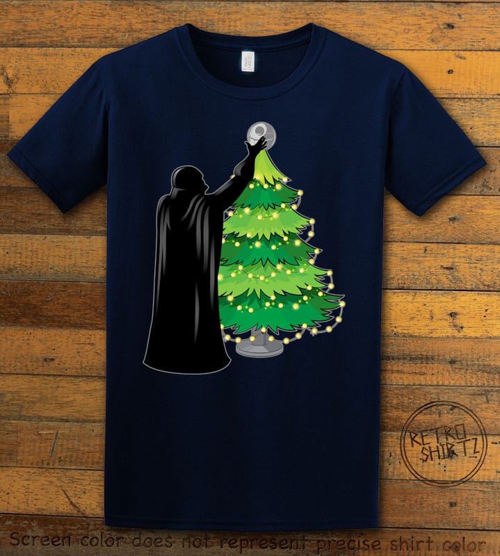 Star Wars Christmas Tree Graphic T-Shirt - navy shirt design