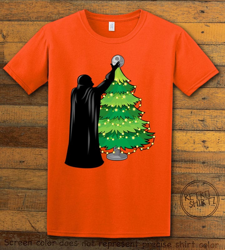 Star Wars Christmas Tree Graphic T-Shirt - orange shirt design