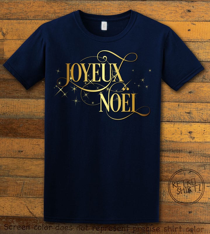 Joyeux Noel Graphic T-Shirt - navy shirt design