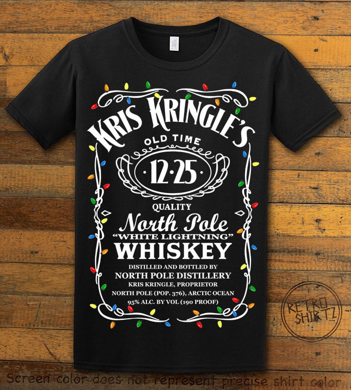 Kris Kringle's Whiskey Graphic T-Shirt - black shirt design
