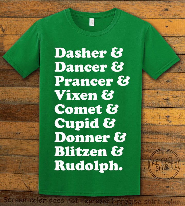 Nine Reindeer Graphic T-Shirt - green shirt design