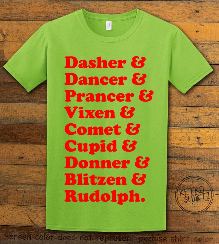 Nine Reindeer Graphic T-Shirt - lime shirt design