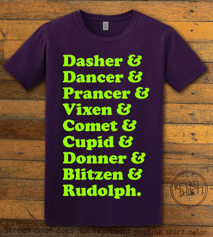 Nine Reindeer Graphic T-Shirt - purple shirt design