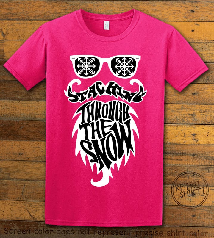 Staching Through the Snow Graphic T-Shirt - pink shirt design