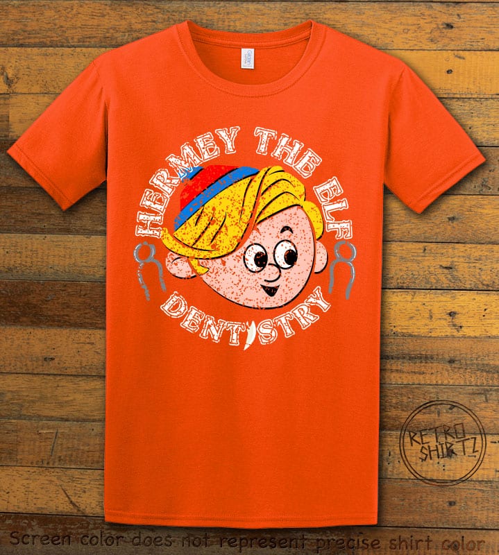 Hermey the Elf Dentistry Graphic T-Shirt - orange shirt design