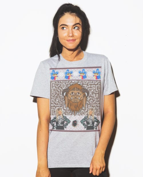 Labyrinth Graphic T-Shirt - grey shirt design on a model