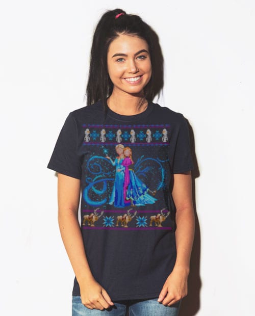 Frozen Graphic T-Shirt - navy shirt design on a model