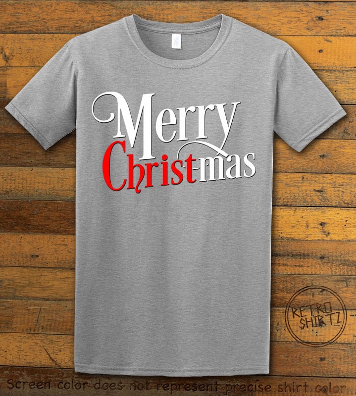 Merry Christ Christmas Graphic T-Shirt - grey shirt design