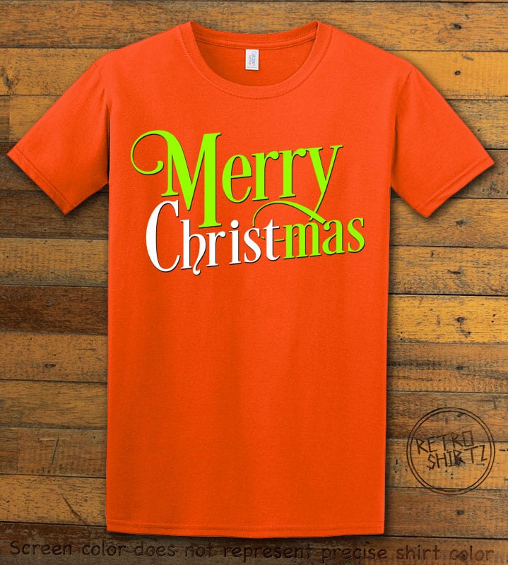 Merry Christ Christmas Graphic T-Shirt - orange shirt design