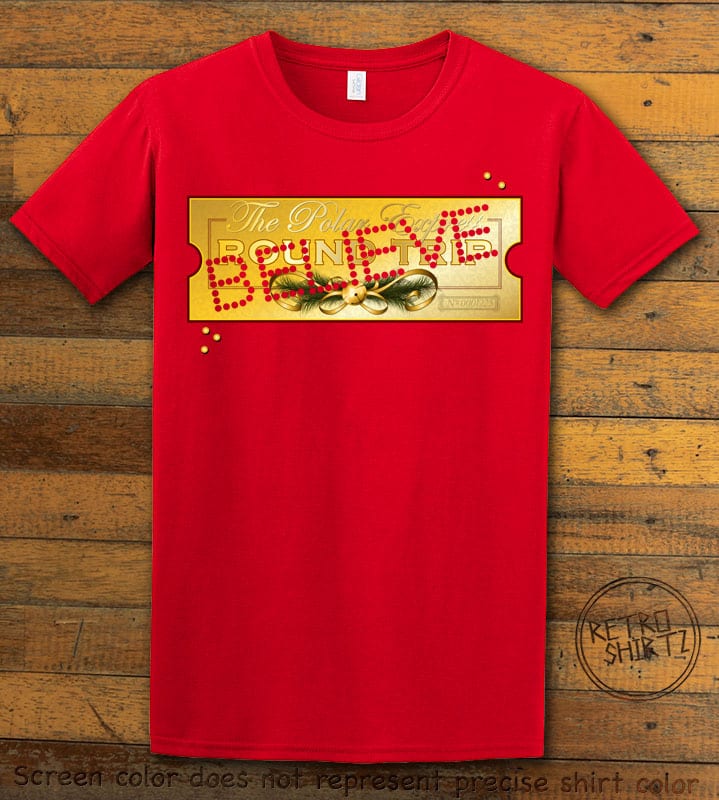 The Polar Express Believe Ticket Graphic T-Shirt - red shirt design