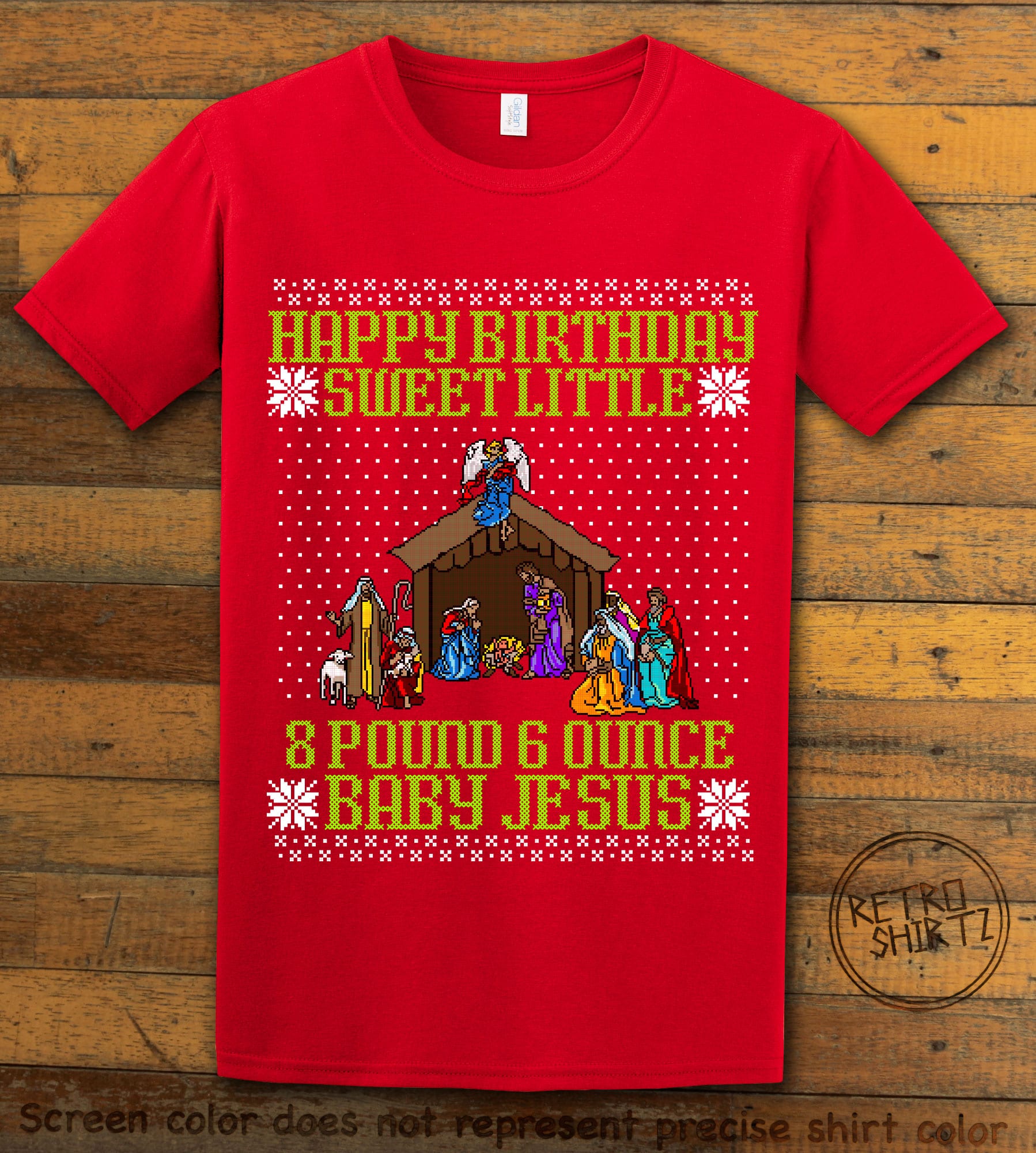 Happy Birthday Sweet Little Baby Jesus Christmas Graphic T-Shirt - red shirt design